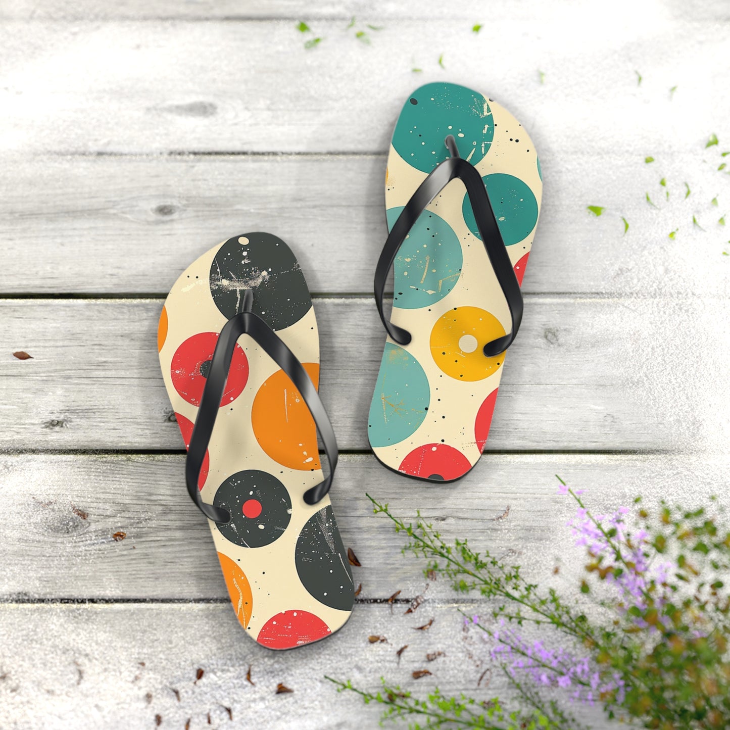 Colorful Polka Dot Patter Flip-Flops