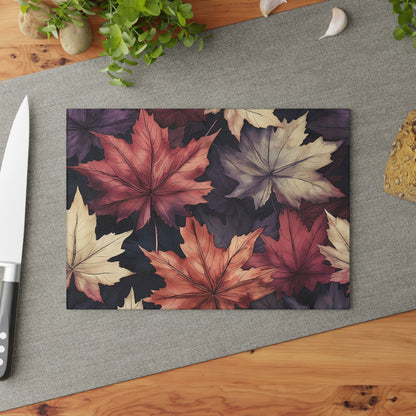 Autumn Floral Glass Cutting Board