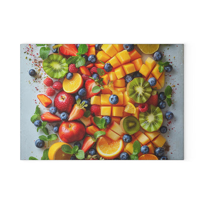 Fruits Print Glass Cutting Board