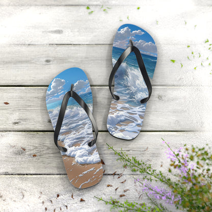 Sand Shore Ocean Waves Flip-Flops