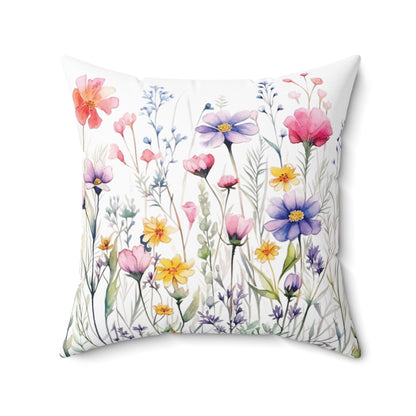 Flowers Print Spun Polyester Square Pillow