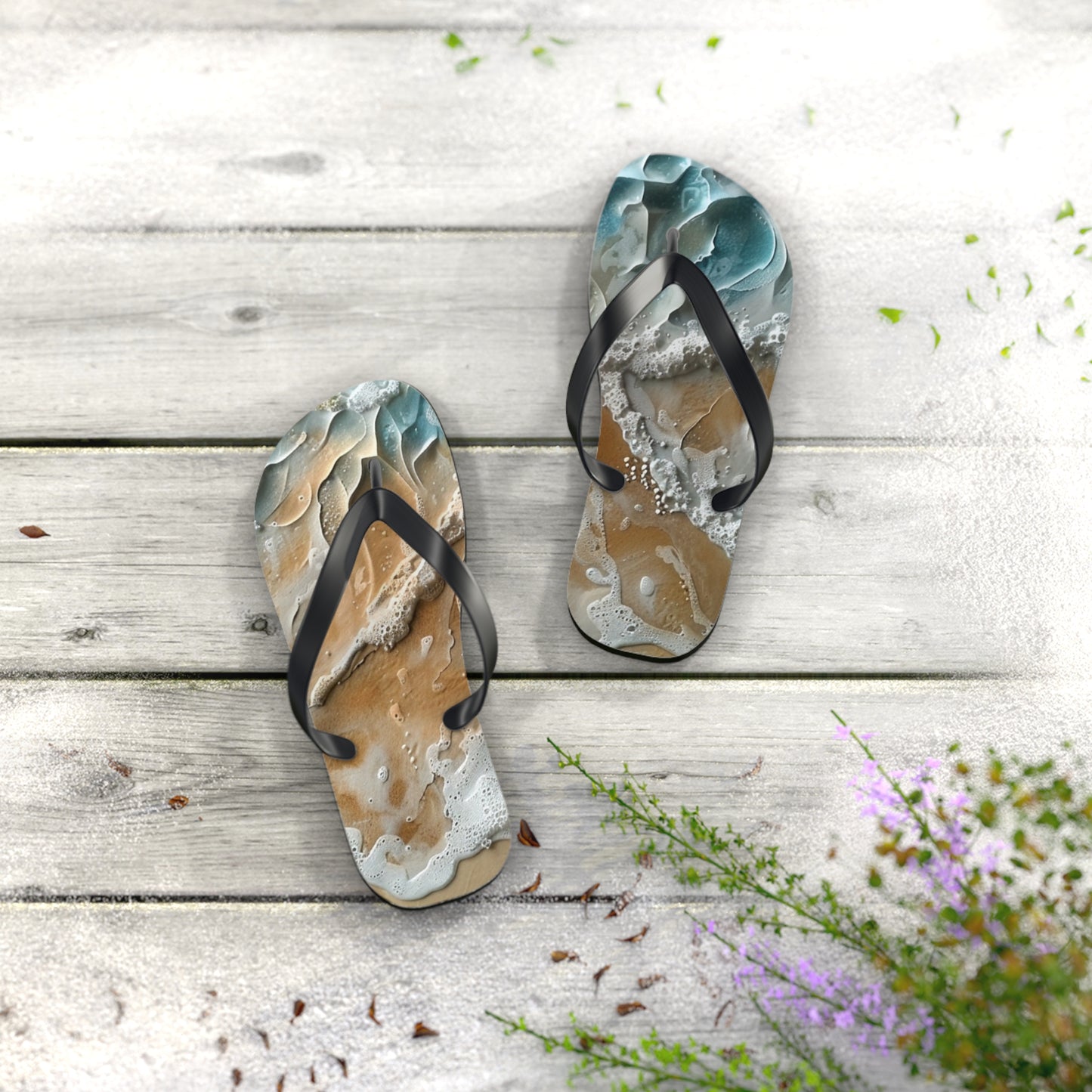 Sand Shore Ocean Waves Flip-Flops