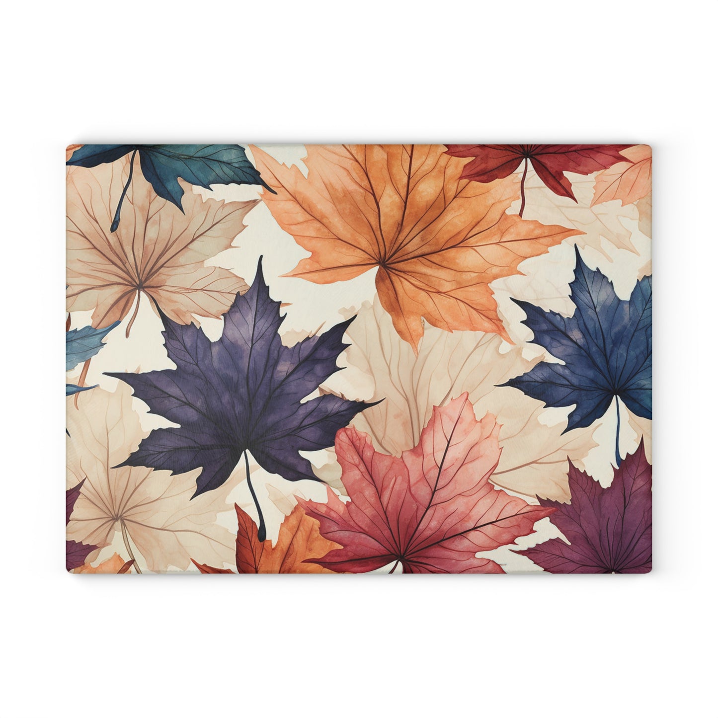 Autumn Floral Glass Cutting Board