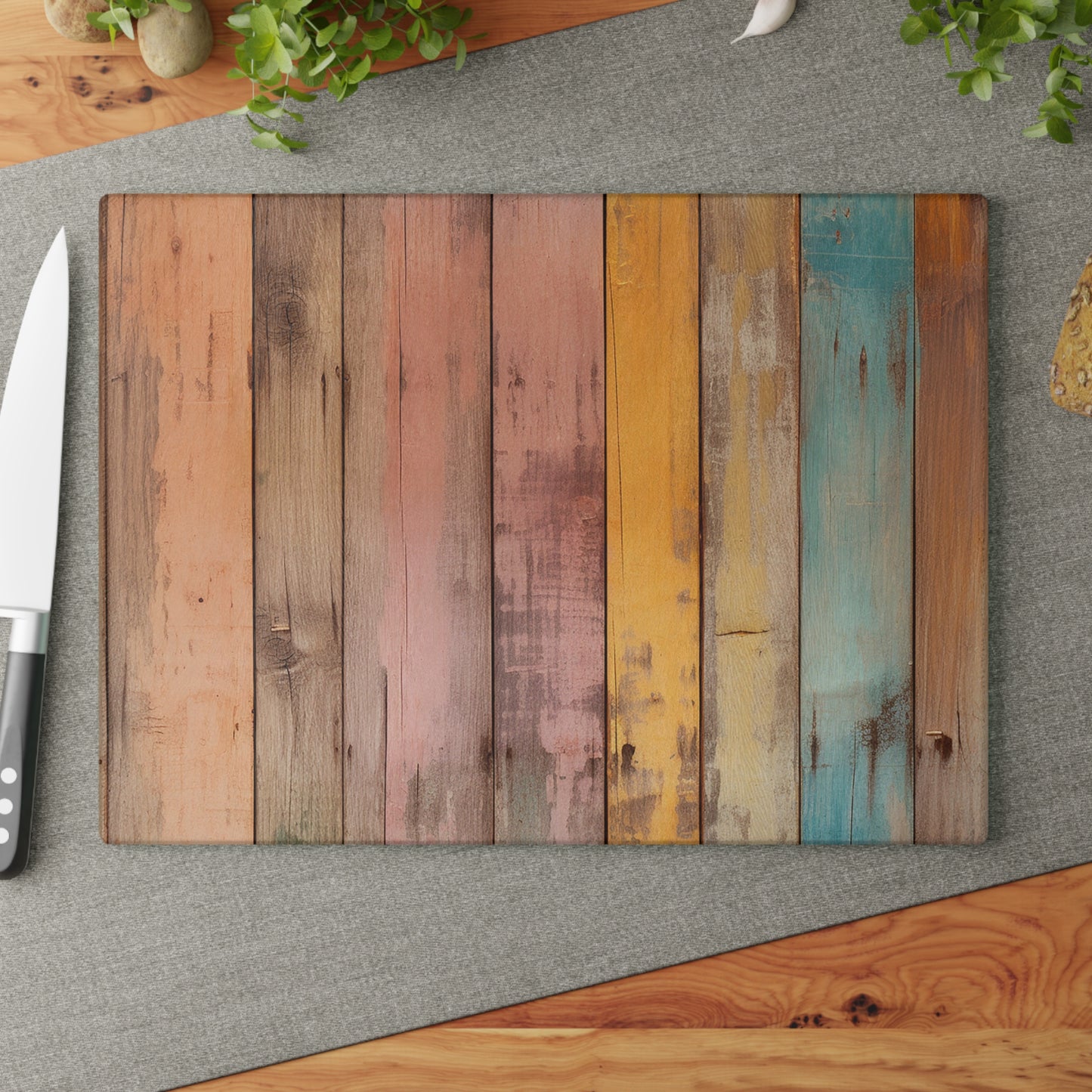 Wooden Print Glass Cutting Board