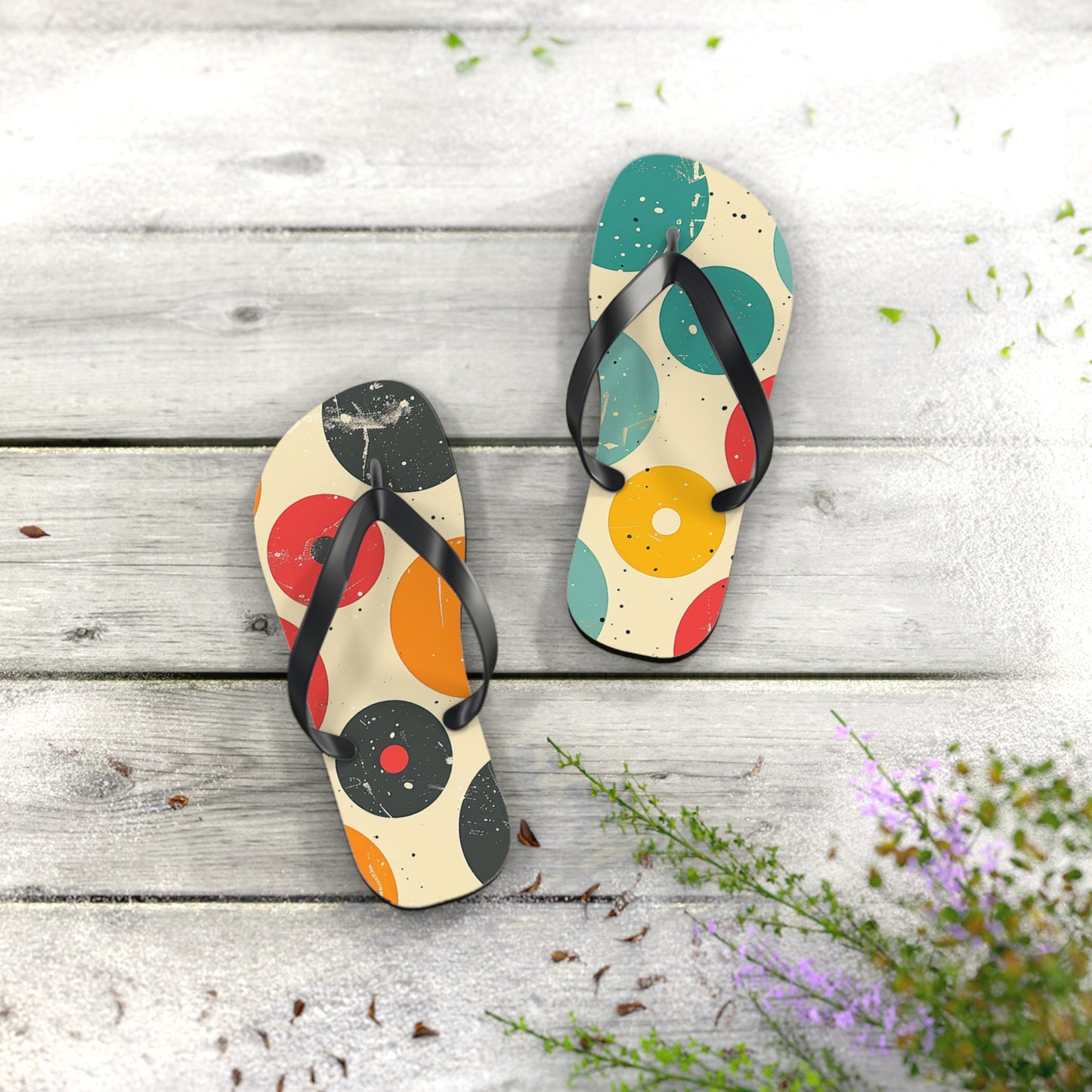 Colorful Polka Dot Patter Flip-Flops