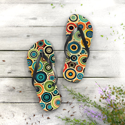 Abstract Decorative Circles Pattern Flip-Flops