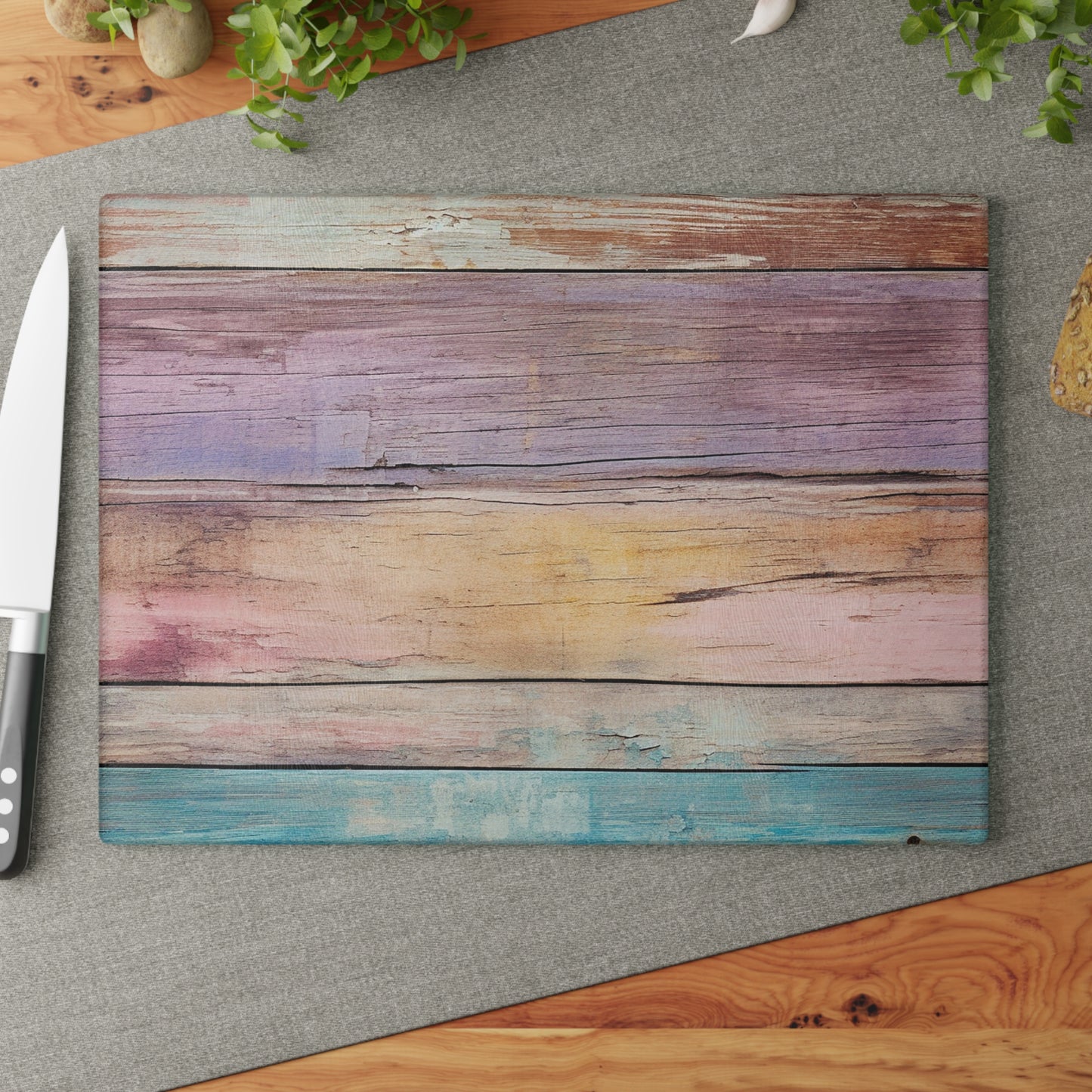 Wooden Print Glass Cutting Board