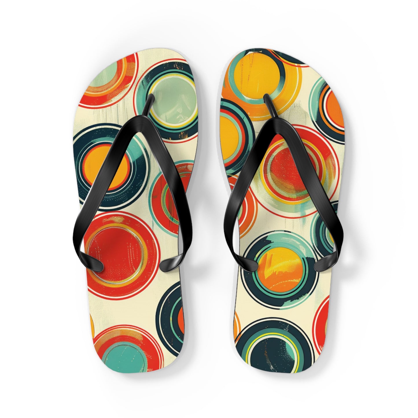 Abstract Decorative Circles Pattern  Flip-Flops