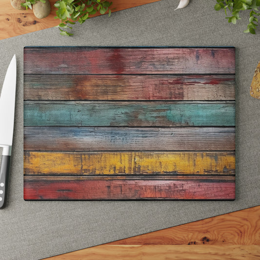 Wooden Print Glass Cutting Board