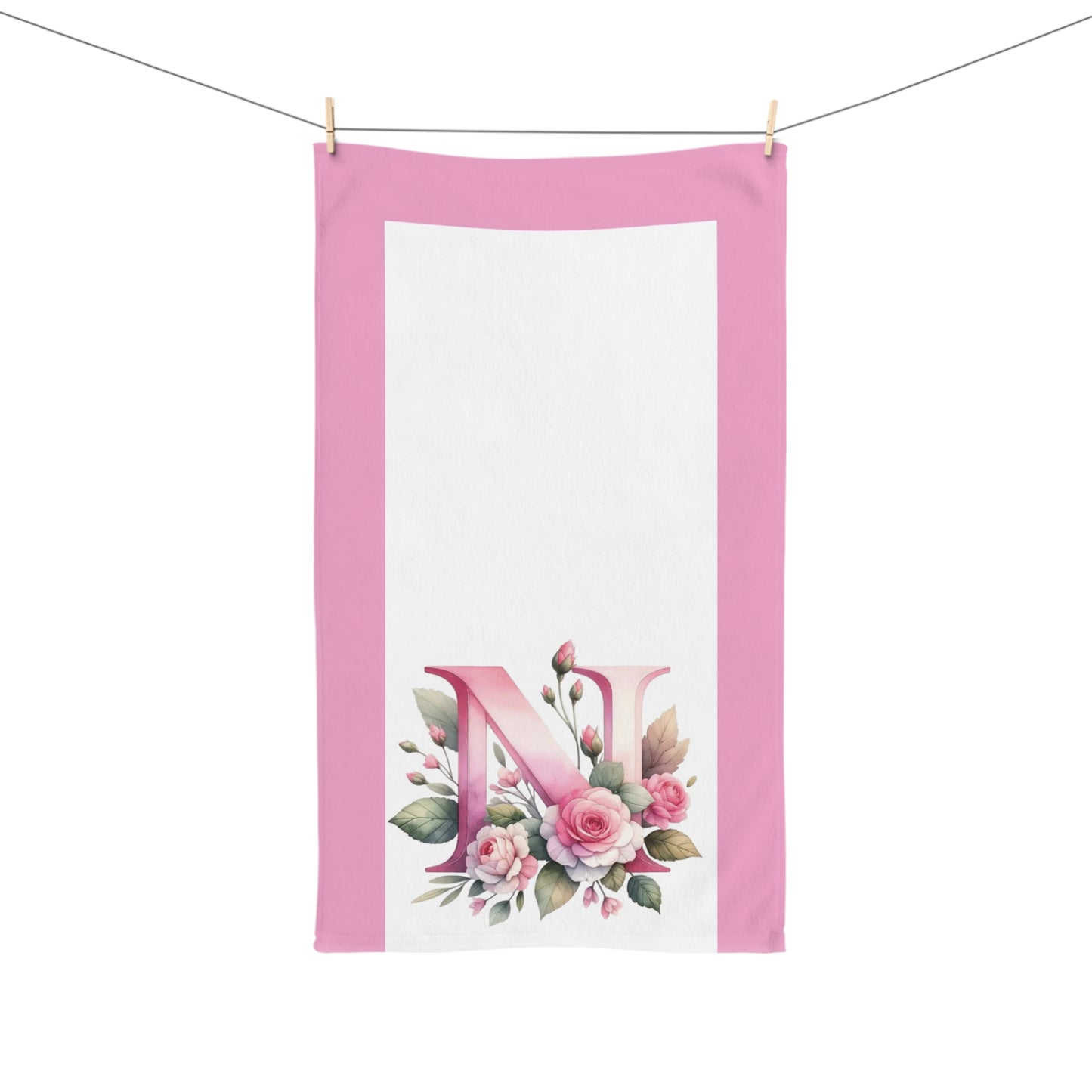 Alphabet Flowers Bathroom Hand Towel