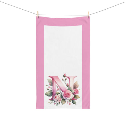 Alphabet Flowers Bathroom Hand Towel