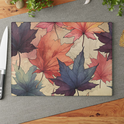 Autumn Floral Glass Cutting Board