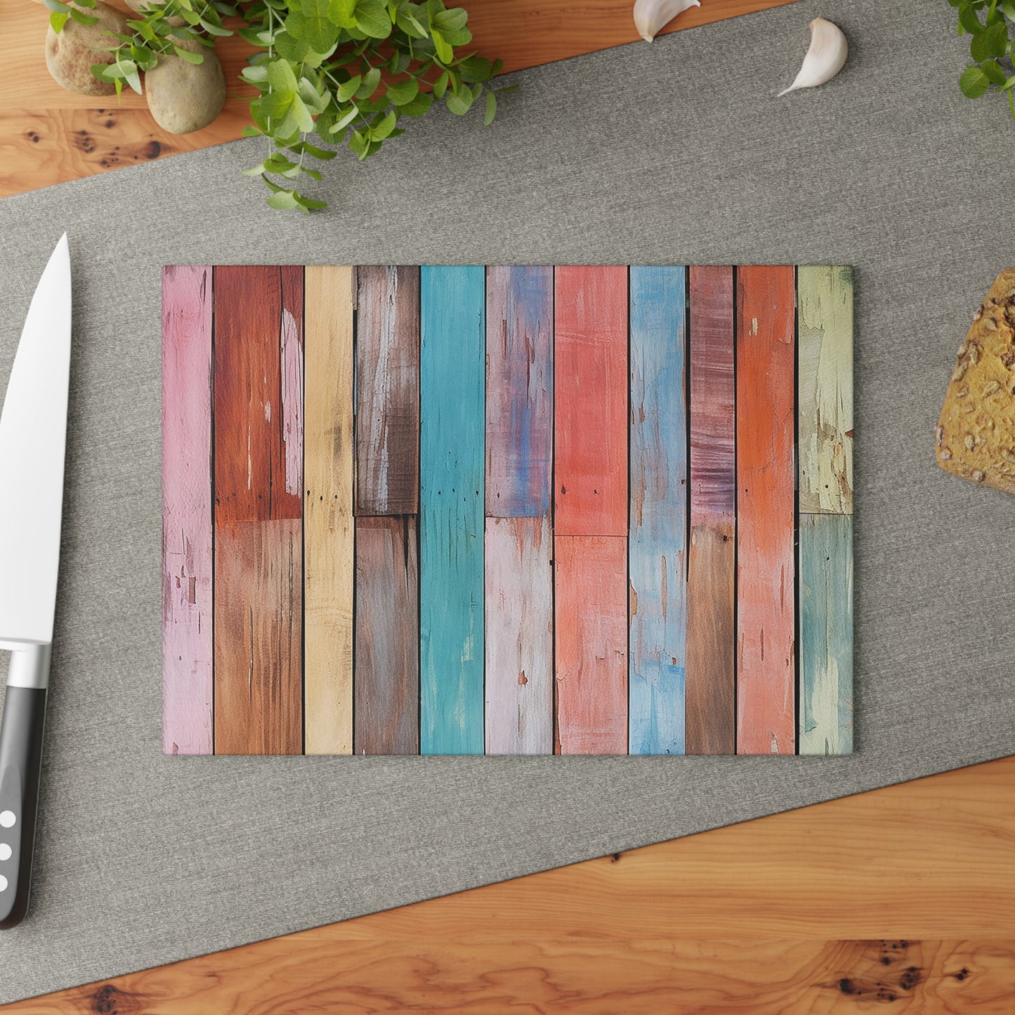 Wooden Print Glass Cutting Board