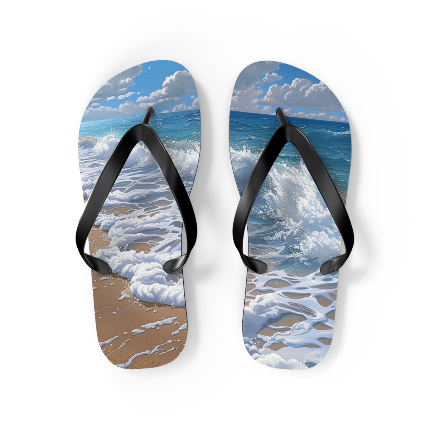 Sand Shore Ocean Waves Flip-Flops