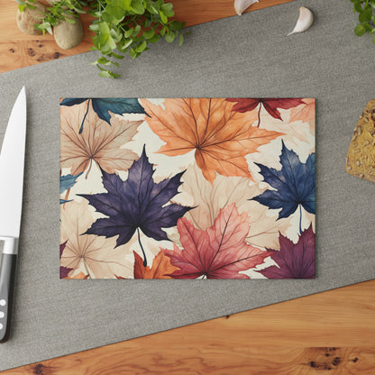 Autumn Floral Glass Cutting Board