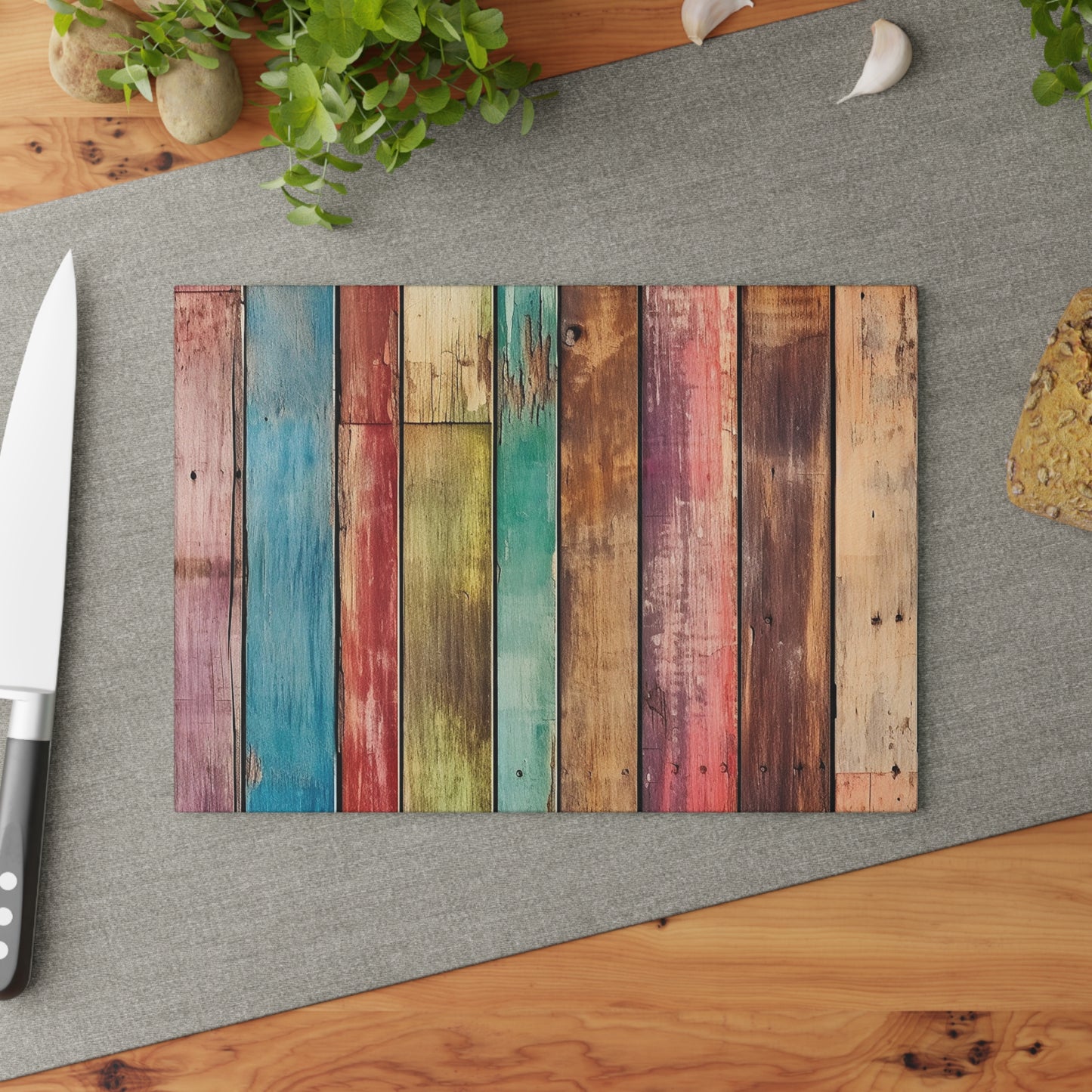 Wooden Print Glass Cutting Board