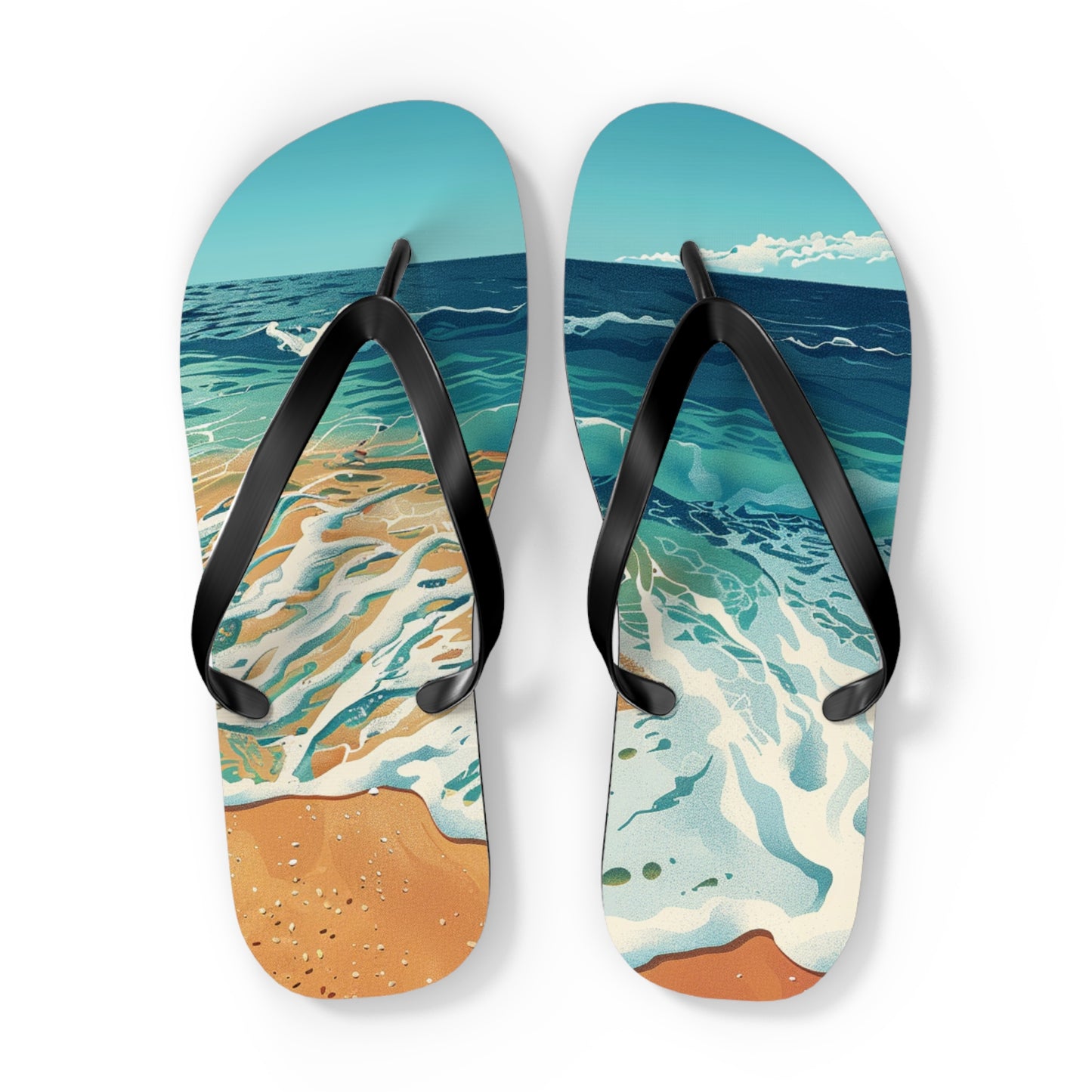 Sand Shore Ocean Waves Flip-Flops