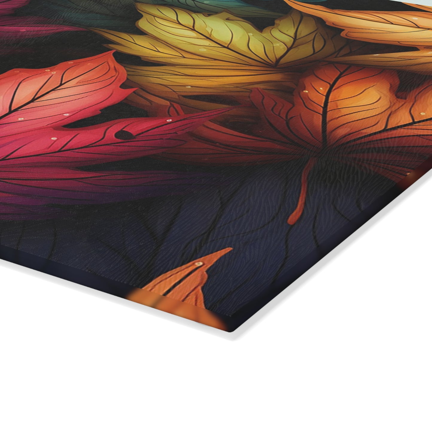 Autumn Floral Glass Cutting Board