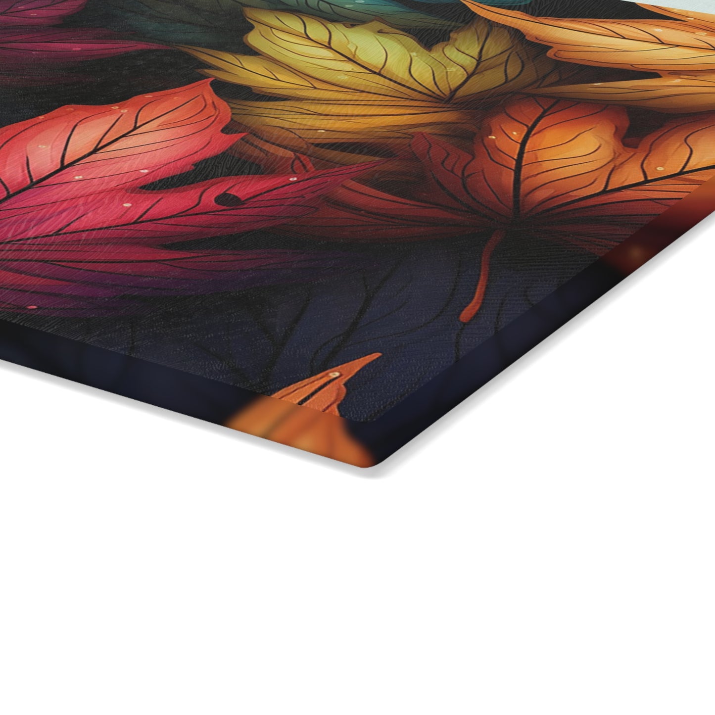 Autumn Floral Glass Cutting Board