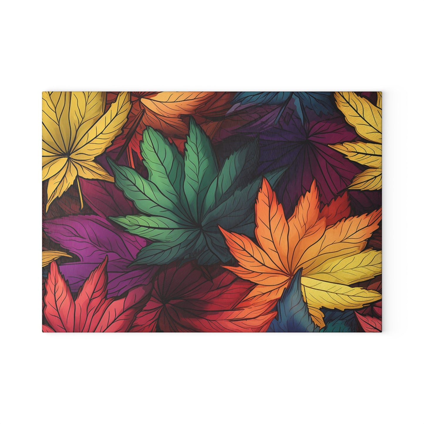 Autumn Floral Glass Cutting Board