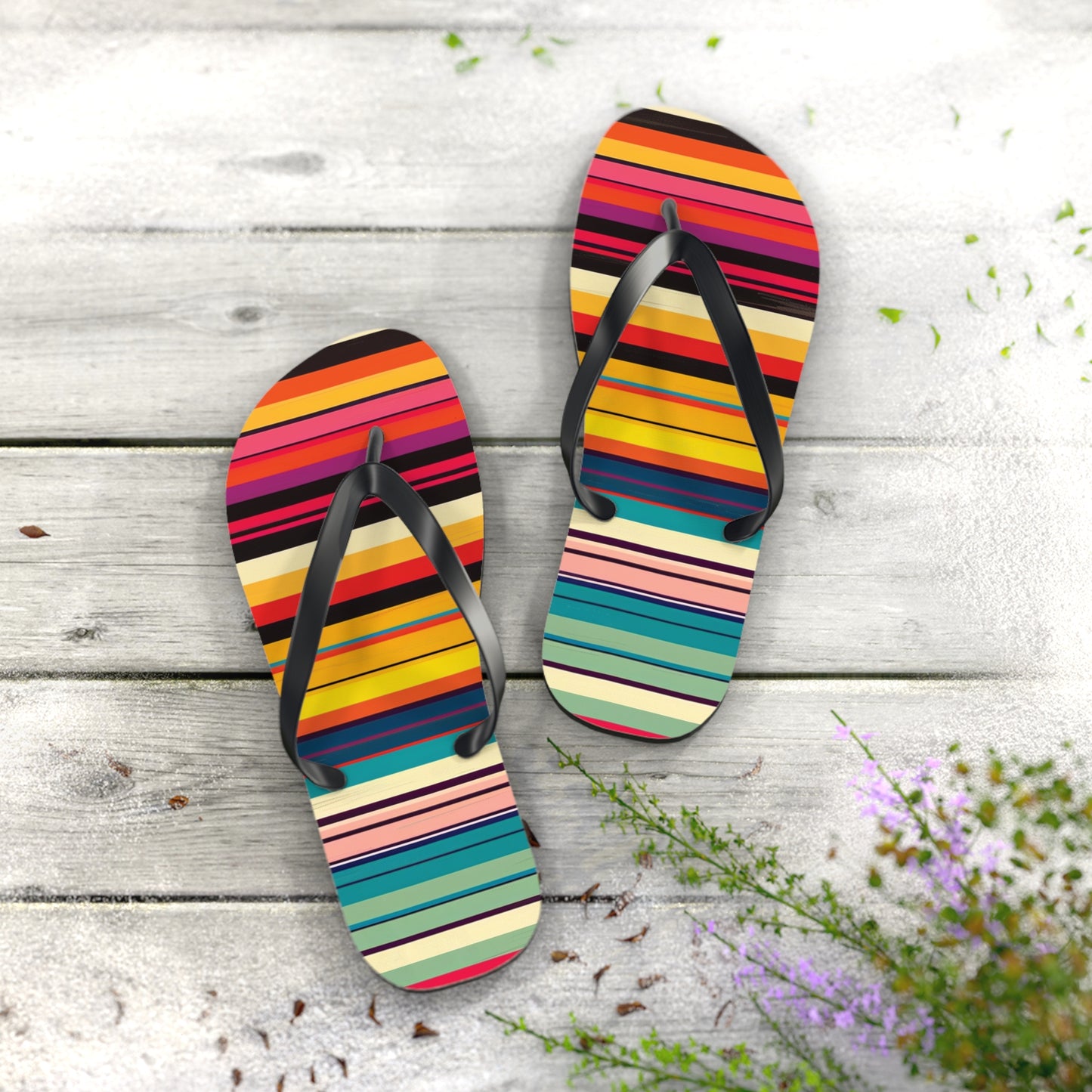 Colorful Stripes Flip-Flops