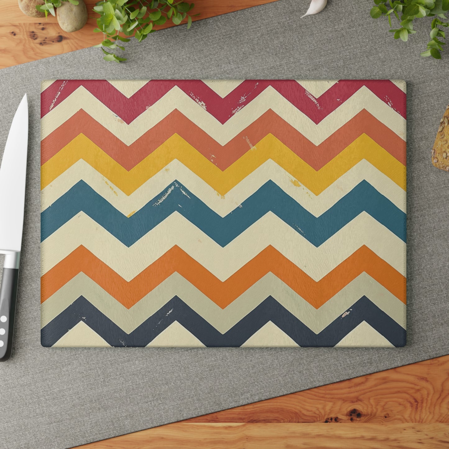 Chevron Print Glass Cutting Board