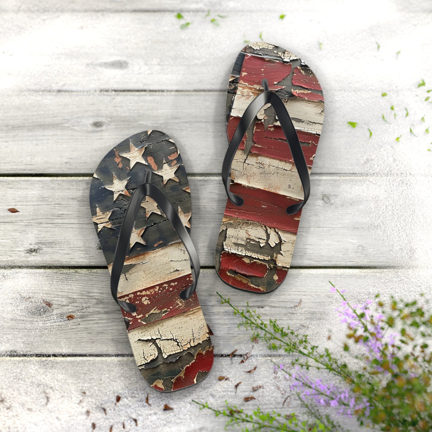 Distressed American Flag Flip-Flops