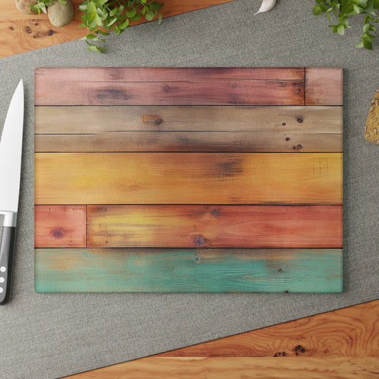 Wooden Print Glass Cutting Board