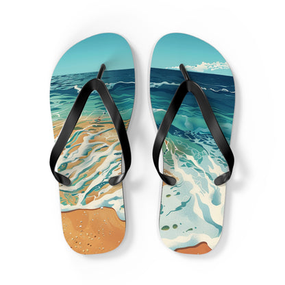 Sand Shore Ocean Waves Flip-Flops