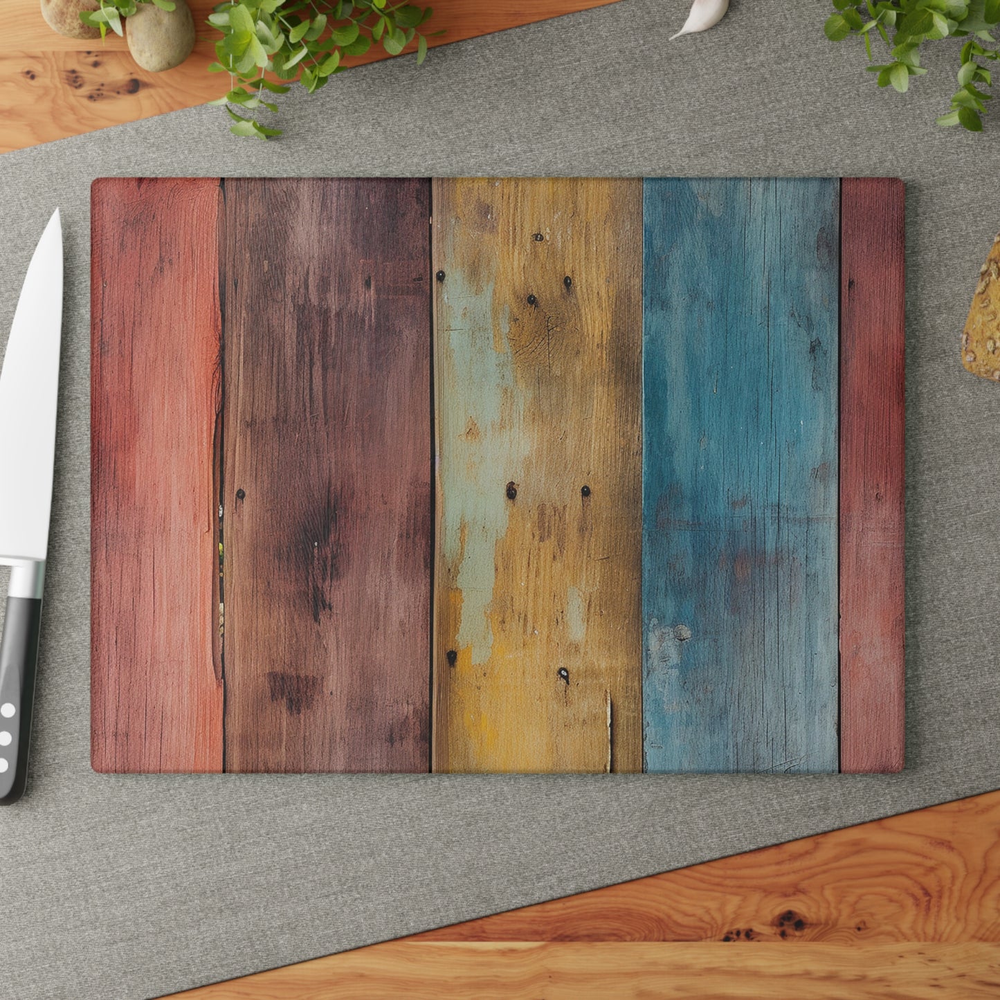 Wooden Print Glass Cutting Board