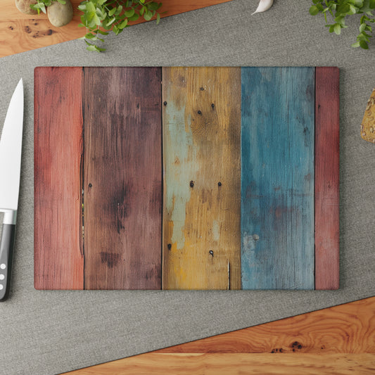 Wooden Print Glass Cutting Board