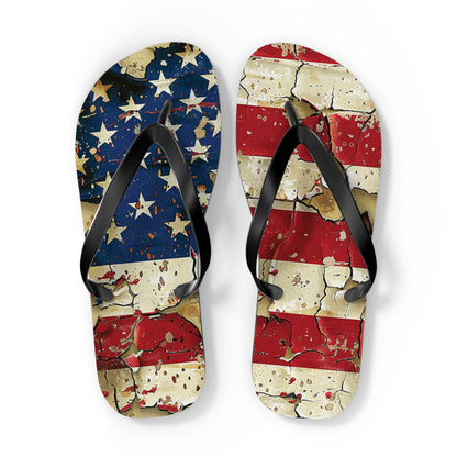 Distressed American Flag Flip-Flops