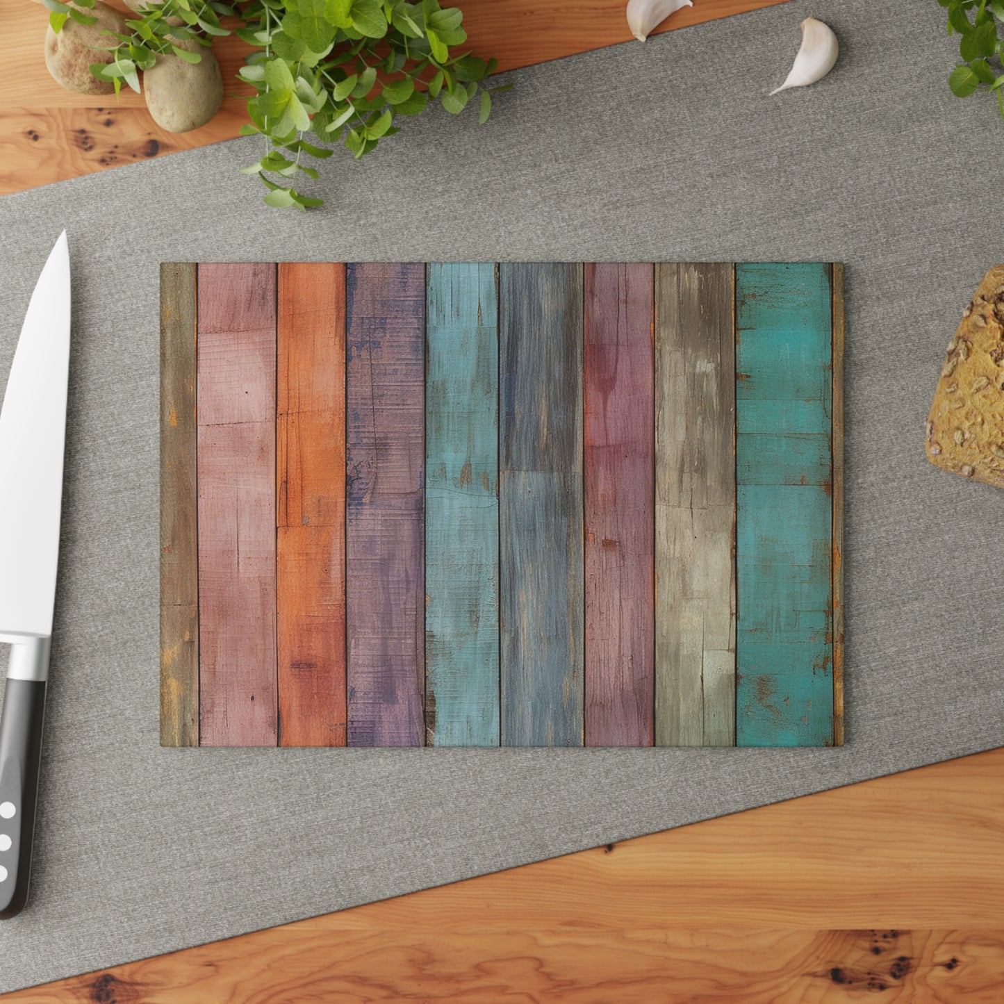 Wooden Print Glass Cutting Board