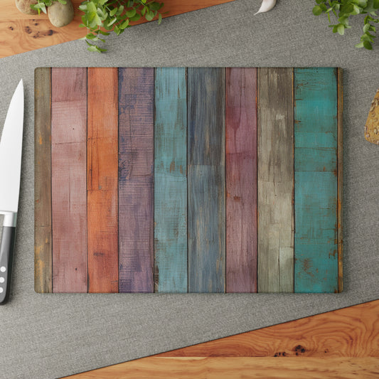 Wooden Print Glass Cutting Board