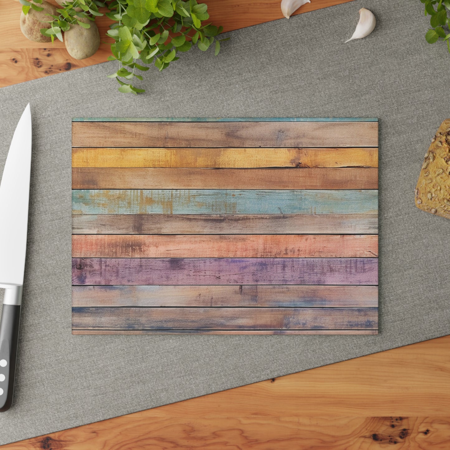 Wooden Print Glass Cutting Board