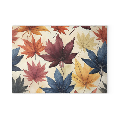 Autumn Floral Glass Cutting Board