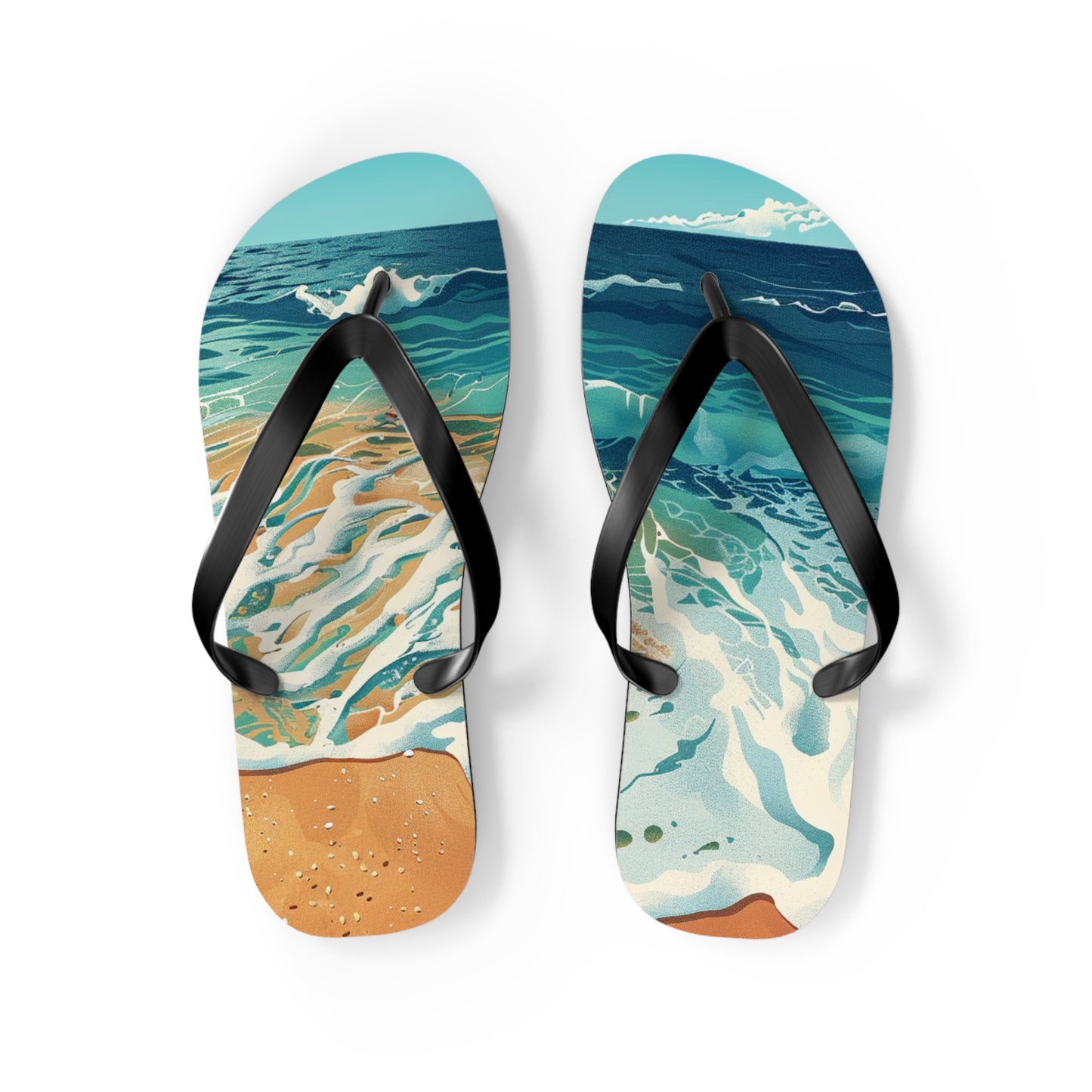 Sand Shore Ocean Waves Flip-Flops