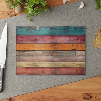 Wooden Print Glass Cutting Board