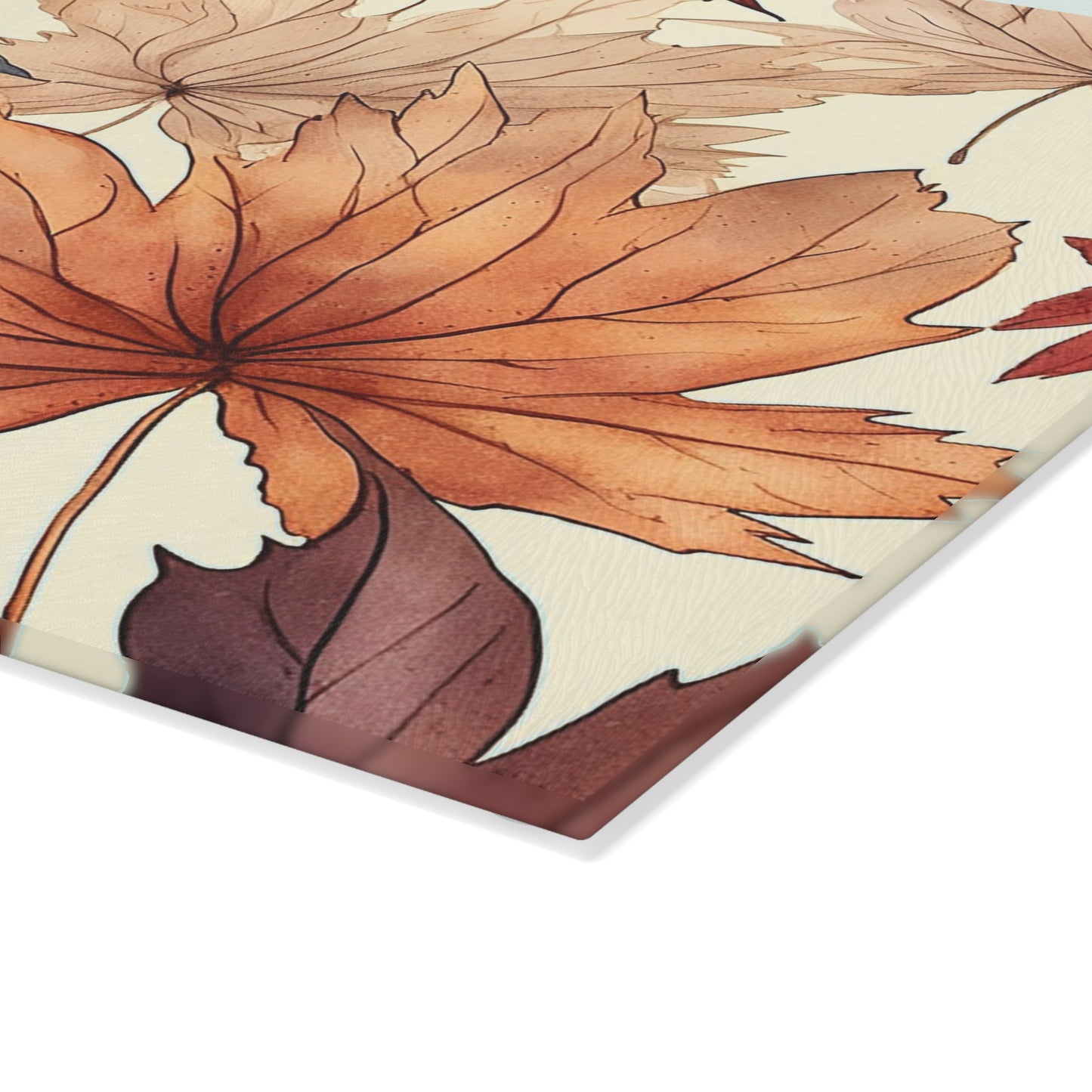 Autumn Floral Glass Cutting Board