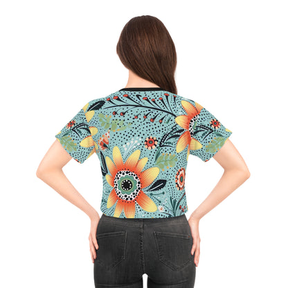 Aboriginal Flower Pattern (AOP) Crop Tee