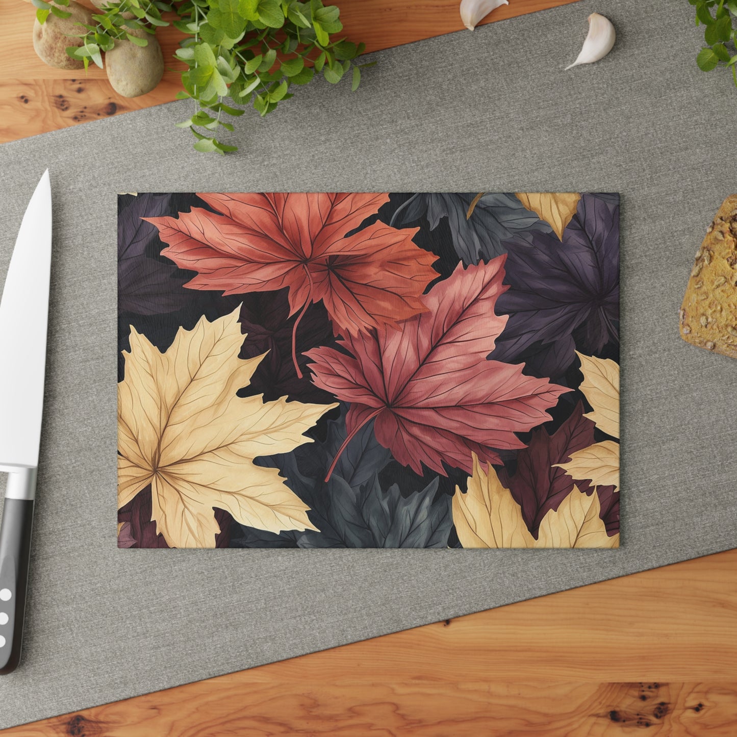 Autumn Floral Glass Cutting Board