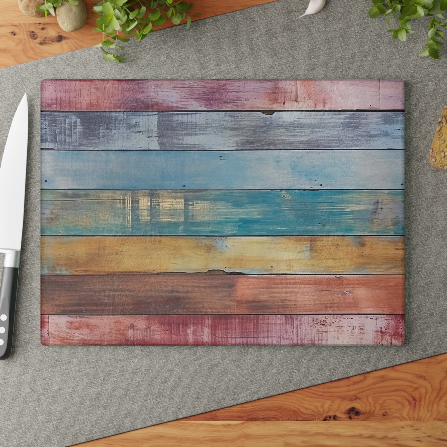 Wooden Print Glass Cutting Board