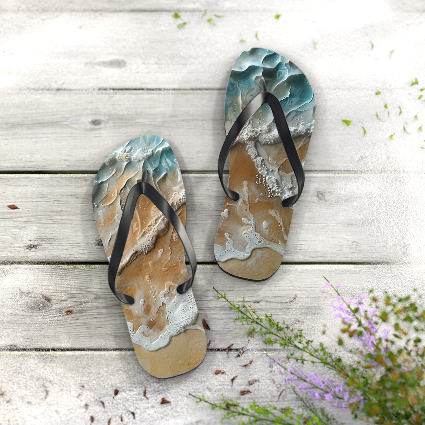 Sand Shore Ocean Waves Flip-Flops