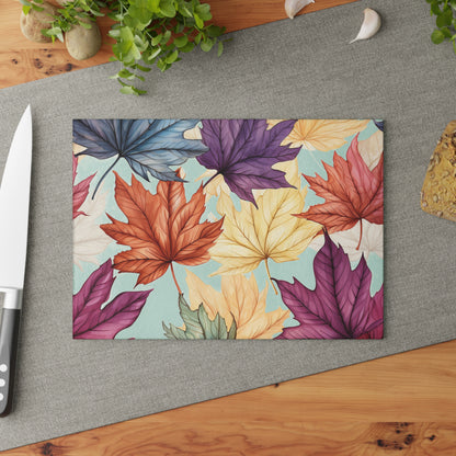 Autumn Floral Glass Cutting Board