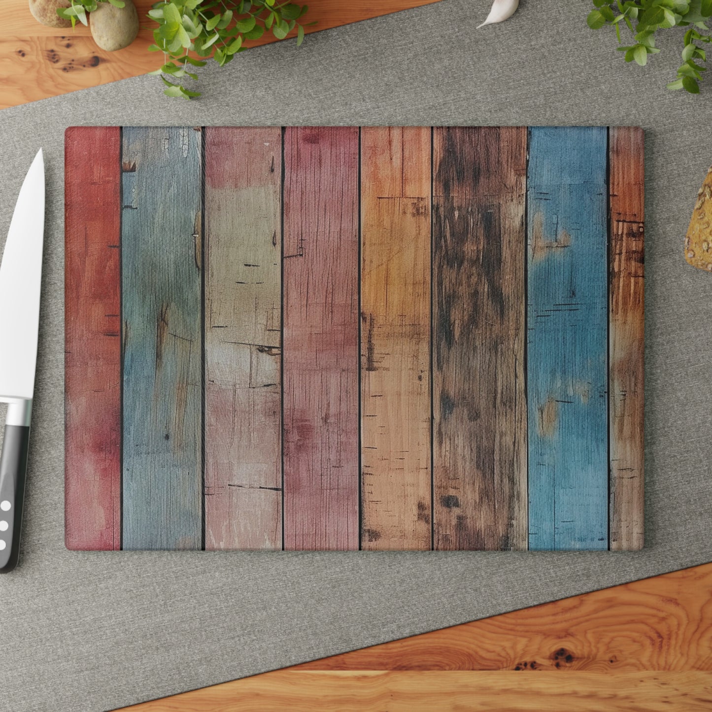 Wooden Print Glass Cutting Board