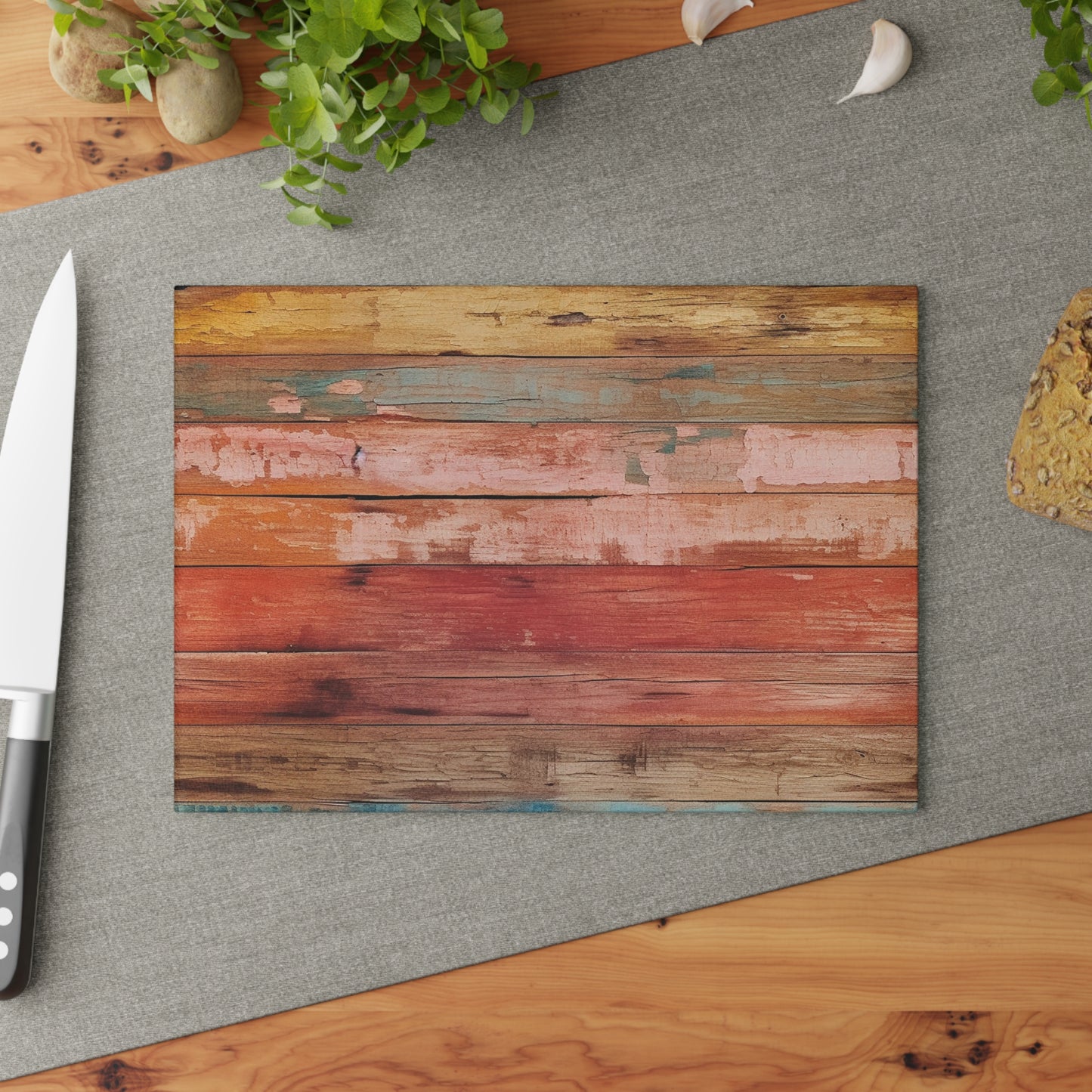 Wooden Print Glass Cutting Board