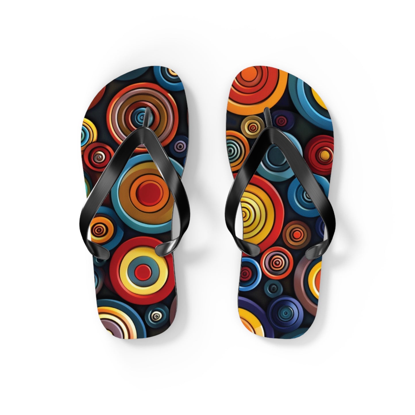 Abstract Decorative Circles Pattern Flip-Flops