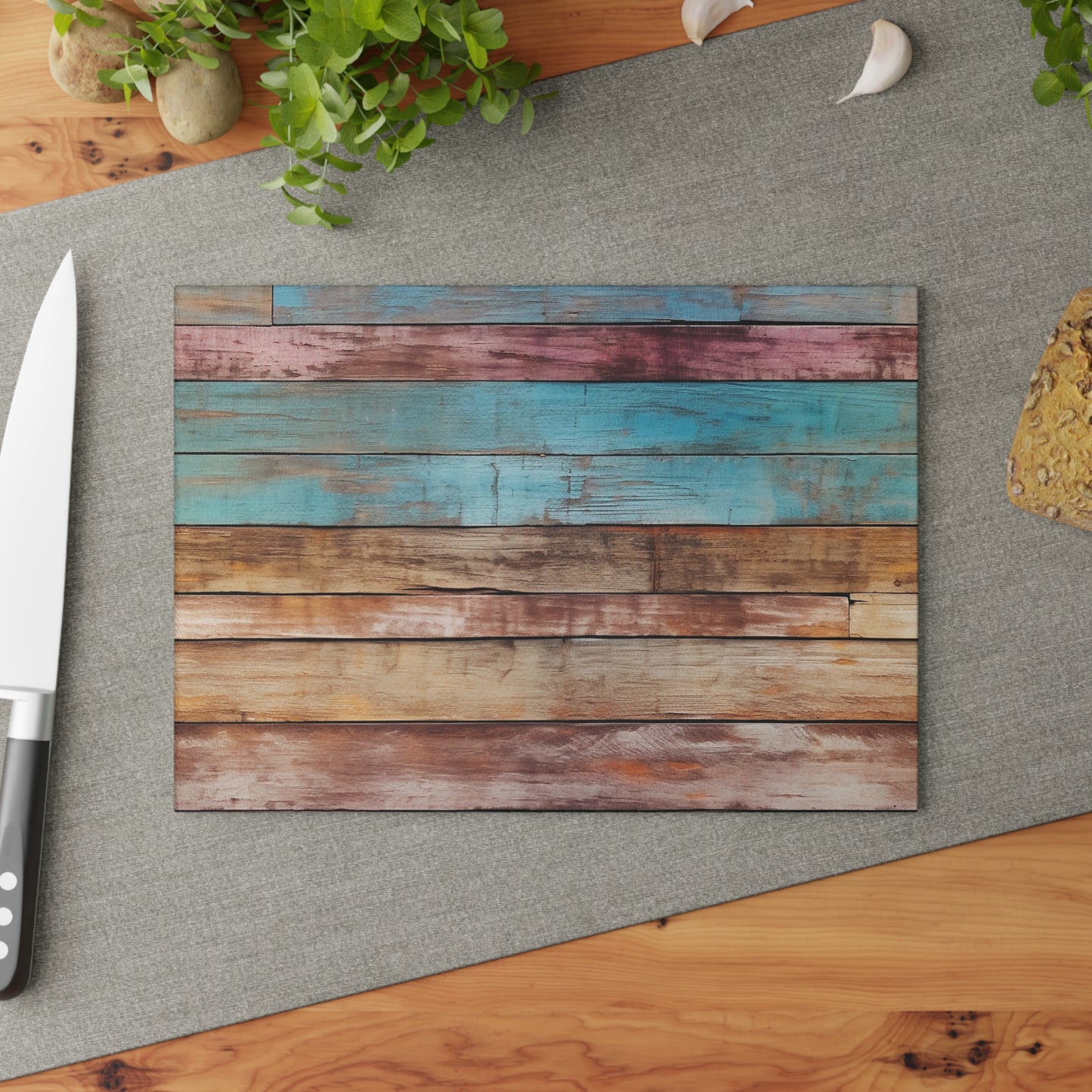 Wooden Print Glass Cutting Board