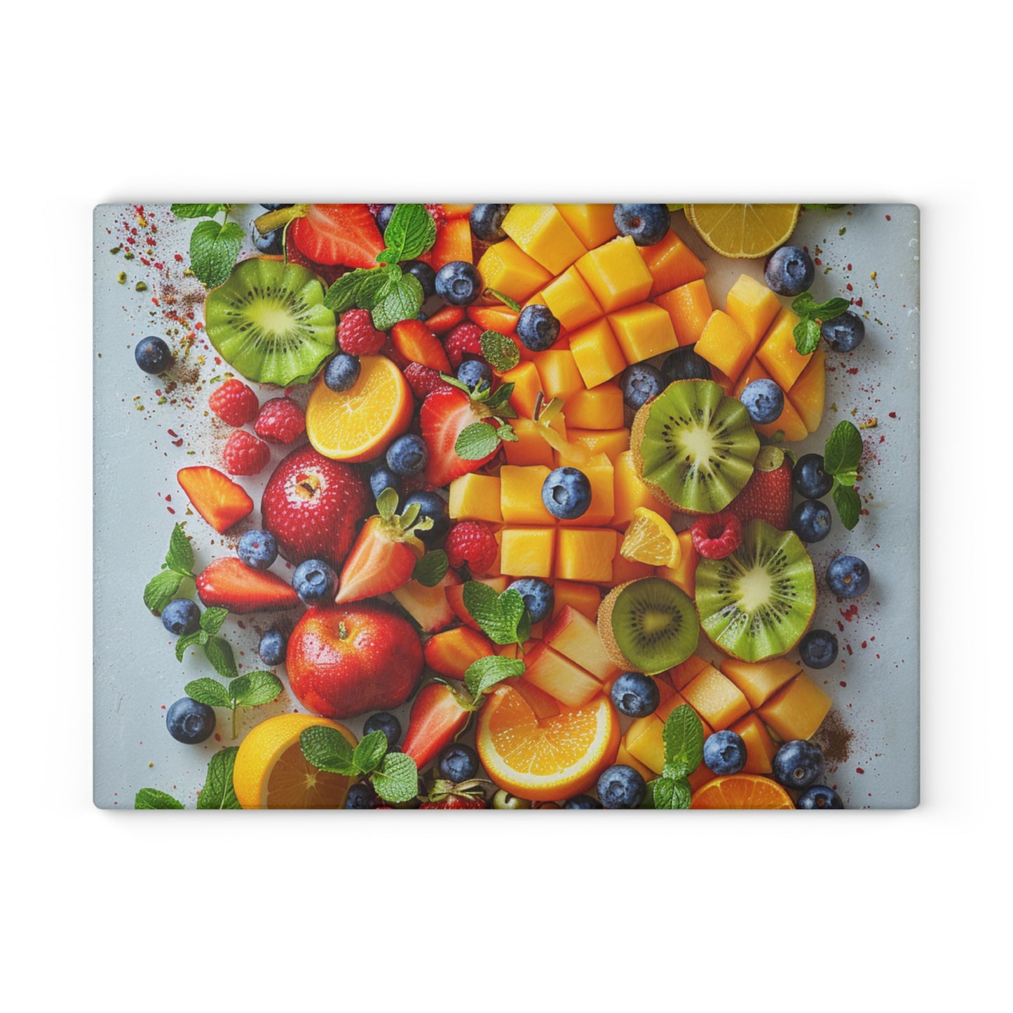 Fruits Print Glass Cutting Board