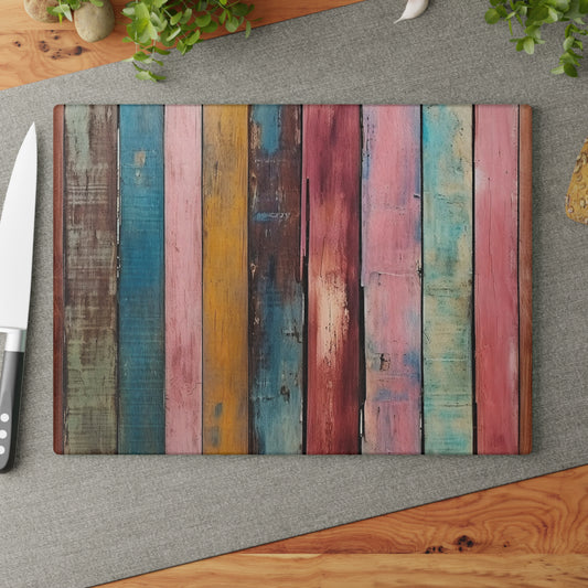 Wooden Print Glass Cutting Board